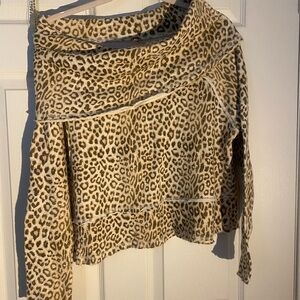 Free people Leopard Print Off-Shoulder Sweater